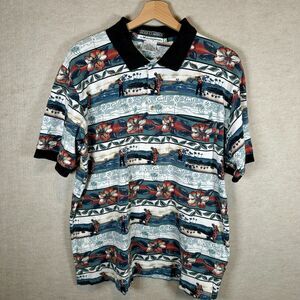 Vtg Golf Classics by Munsingwear Polo Shirt Mens L Hawaiian All Over Print